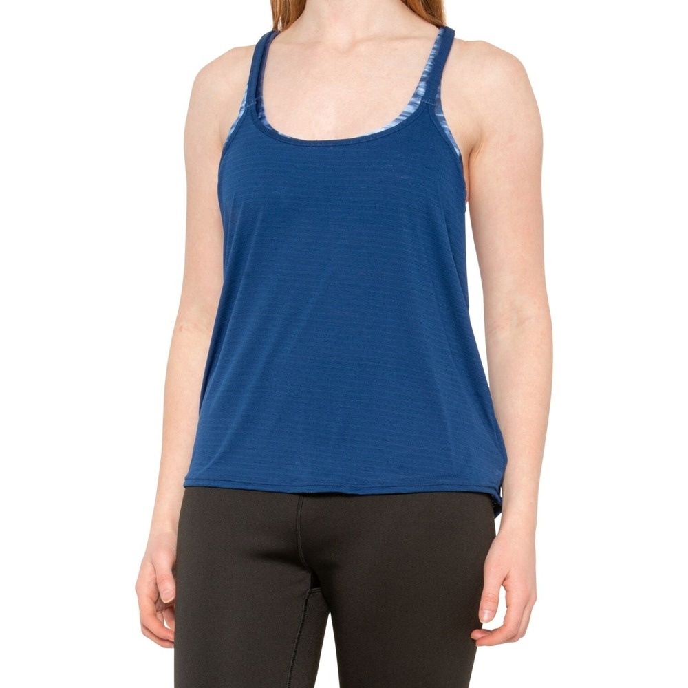 New prAna Ainsley Tankini Swim Top UPF 20+ Strappy Racerback Stretch Blue XSmall